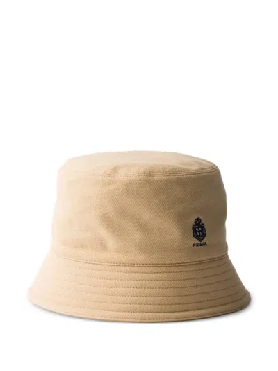 Prada Old Piqué Bucket Hat In Neutral