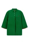Prada Bicolor Polyethylene Biker Jacket In Green