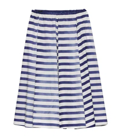 Prada Blue Striped Poplin Midi Full Skirt
