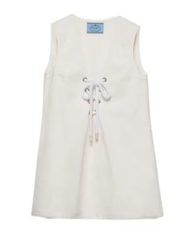 PRADA PRADA V-NECK SLEEVELESS MINI DRESS