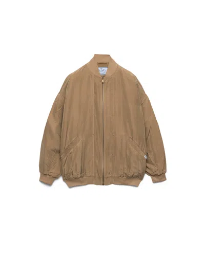 Prada Bomberjacke Aus Seide Im Used-look In Brown