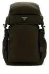 Prada Olive Green Canvas Backpack In Green