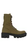 Prada Olive Green Canvas Boots In Green