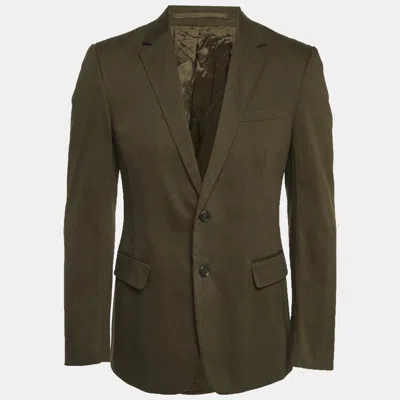 Pre-owned Prada Olive Green Gabardine Regular Fit Blazer L