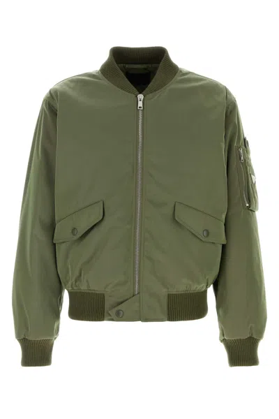 PRADA OLIVE GREEN NYLON BOMBER JACKET