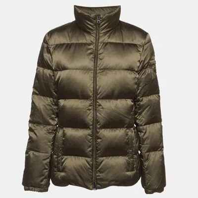 Pre-owned Prada Olive Green Quilted Nylon Puffer Jacket M