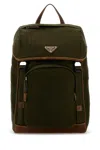 Prada Nylon Backpack With Adjustable Shoulder Straps In Green