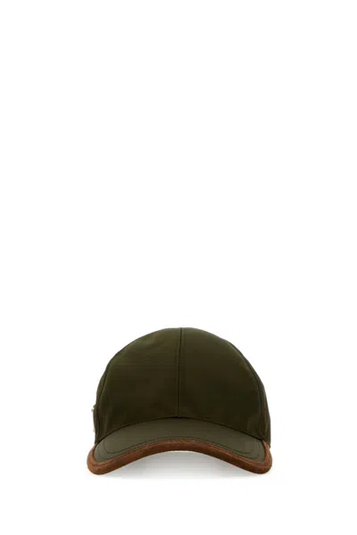 Prada Olive Green Re-nylon Baseball Cap In Brown
