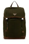 Prada Nylon Backpack With Adjustable Shoulder Straps In Green