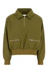 Prada Womens Green Logo-embellished Pull-on Cotton Jacket In Olive