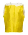 Prada Sleeveless Asymmetric Satin Button Top In Yellow