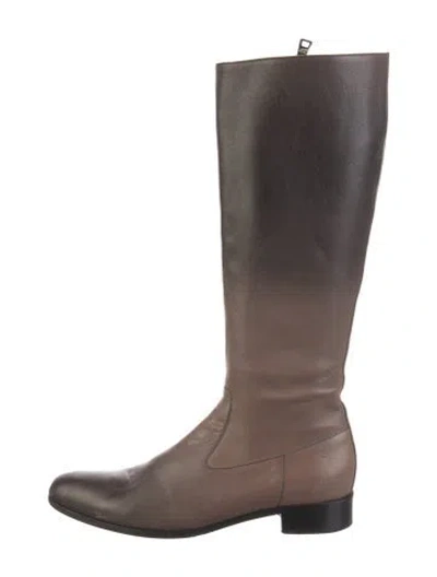 Pre-owned Prada Ombre Leather Riding Boots In Black/brown