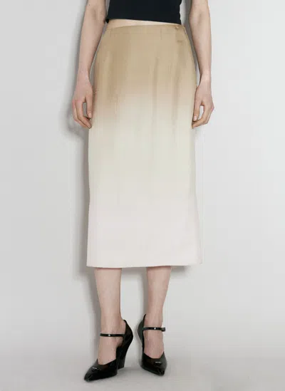 Prada Ombre Silk Midi Skirt In Beige