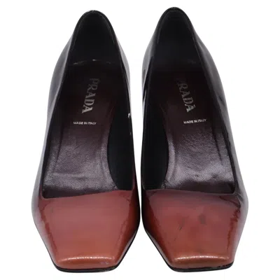 Pre-owned Prada Ombre Square-toe Pumps In Multicolor Patent Leather In Black