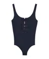 Prada One-piece Stretch Jersey Swimsuit In Navy Blue