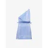 Prada Checked Cotton Minidress In Light Blue