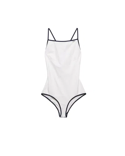 Prada One-piece Jersey Swimsuit In White