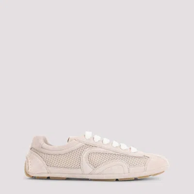 Prada Opale Beige Suede Calf Leather Sneakers In Pink