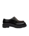 Prada Brushed Leather Lace-up Shoes Lace Up Shoes Black In Black