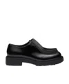 Prada Brushed Leather Lace-up Shoes Lace Up Shoes Black In Black