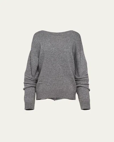 Prada Open Back Cashmere Blend Sweater In Ardesia