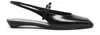 Prada Mary Jane Patent Pointy-toe Slingback Ballerina Flat In Black