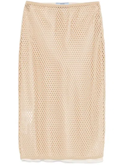 Prada Open-knit Midi Skirt