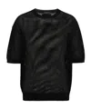 Prada Open-knit Short-sleeved Jumper In Black
