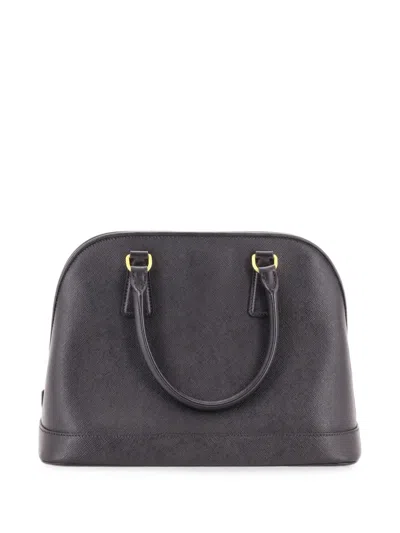 Pre-owned Prada Open Promenade Bag Saffiano Leather Medium Tote Bag In Black