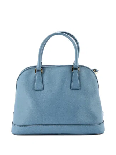 Pre-owned Prada Open Promenade Bag Saffiano Leather Medium Tote Bag In Blue