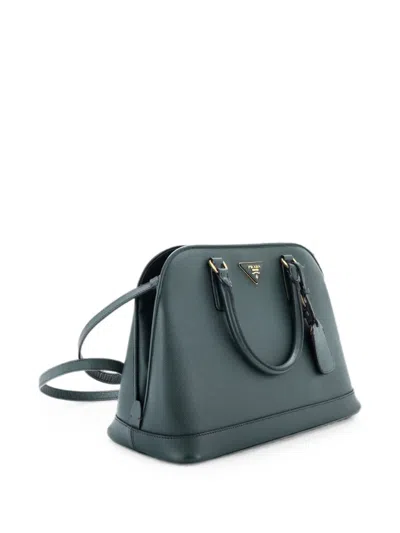 Pre-owned Prada Open Promenade Bag Saffiano Leather Medium Tote Bag In Green