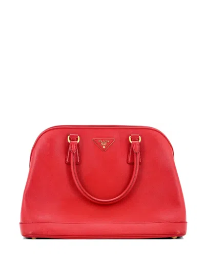 Pre-owned Prada Open Promenade Bag Saffiano Leather Medium Tote Bag In Red