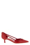 Prada Open-side Leather Pumps With Bow Detail And 4.5cm Heel In Red