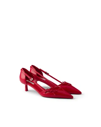 Prada Pumps Aus Leder Mit Offener Seite In Red