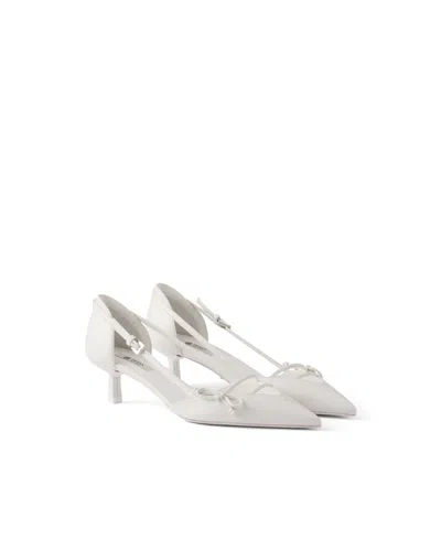 Prada Pumps Aus Leder Mit Offener Seite In White