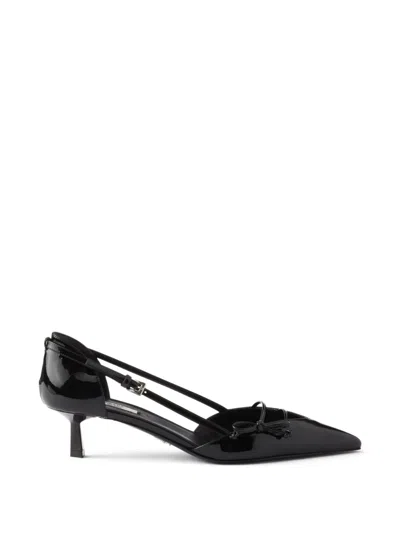 Prada Open-side Patent-leather Heeled Pumps In Black