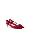 Prada Open Side Patent Leather Pumps In Red