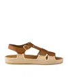 Prada Leather And Raffia Sandals In Brown