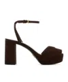 Prada Suede Block Heel Peep Toe Sandals In Multi