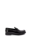Prada Round Toe Leather Loafers With Shiny Finish In Black