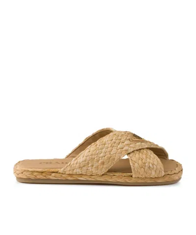 PRADA PRADA TRIANGLE-LOGO SLIP-ON SANDALS