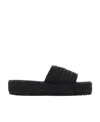 Prada Crochet Wedge Slides In Black