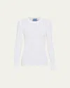 Prada Open-weave Cotton Slim Top In Bianco