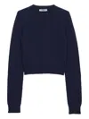 Prada Cashmere Fitted Crewneck Sweater In Blue