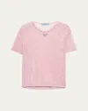 Prada Open Weave Short-sleeve Top In F0442 Petalo