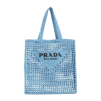 Prada Open-weave Shoulder Bag In Vibrant Blue Viscose