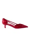 Prada Open-side Leather Pumps With Bow Detail And 4.5cm Heel In Red