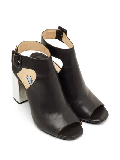 Pre-owned Prada Open-toe Ankle-strap Sandals In Black