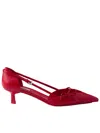 Prada Open-side Leather Pumps With Bow Detail And 4.5cm Heel In Red