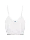 Prada Openwork Cotton Crop Top In White